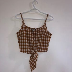 ONLY Cropped Plaid Front Tie Tank